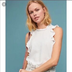 Cloth & stone Ruffled Sleeveless Shell Top - White